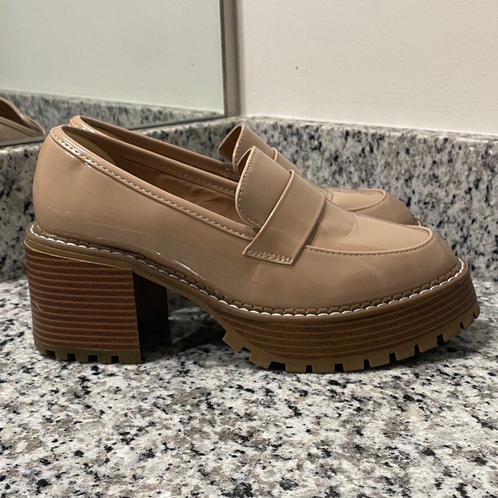 MIA Nude Patent Leather Loafers